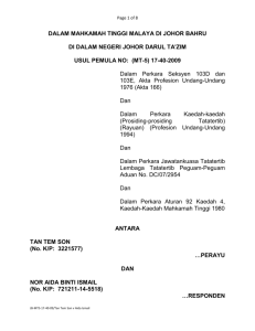 Page 1 of 8 DALAM MAHKAMAH TINGGI MALAYA DI JOHOR
