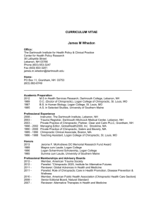 James Whedon CV - The Dartmouth Institute for Health Policy and