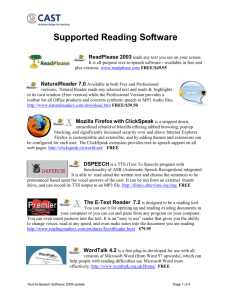 Supported Reading Software 2009 - Alaska Center For Accessible