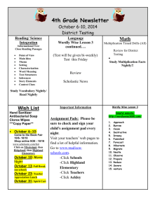4th Grade Newsletter October 6-10, 2014 District Testing Reading