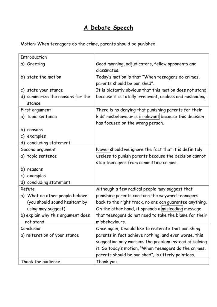 how to write a balloon debate speech