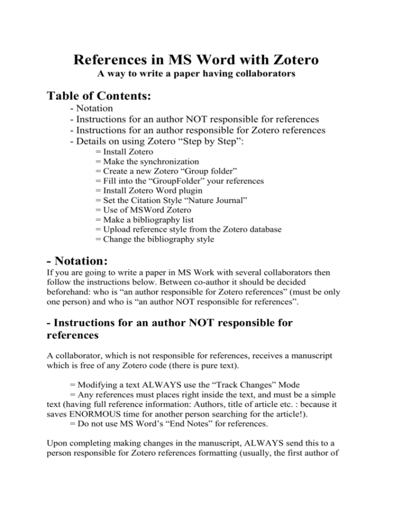 References In MS Word With Zotero