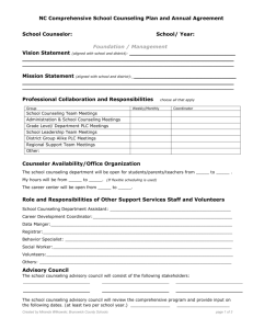 NC Comprehensive School Counseling Plan and Annual Agreement