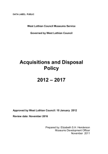 Acquisition and Disposal Policy Museums