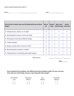 PATIENT HEALTH QUESTIONNAIRE * PHQ-915