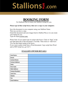 BOOKING FORM For Stallions Plus to create your Stallion Listing for