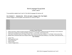 World Languages Pacing Guide