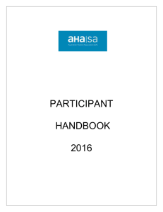 PARTICIPANT HANDBOOK 2016 AHA|SA The Australian Hotels