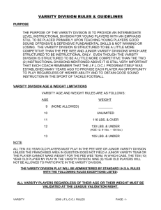 VARSITY DIVISION RULES & GUIDELINES