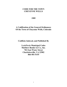 Municipal Code - Town of Cheyenne Wells, CO