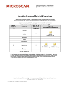 Non-Conforming Material Procedure