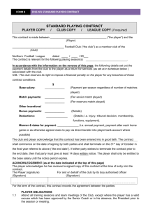 Standard Player Contract - Northern Football League