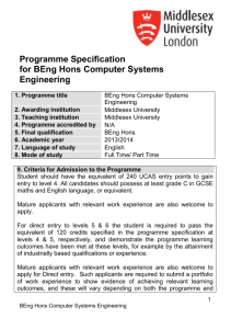 Programme Specification for BEng Hons Computer Systems