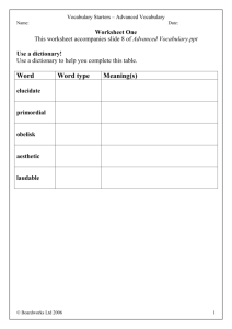 Advanced Vocabulary Worksheets
