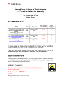 Hotel Reservation Form - Hong Kong College Of Radiologists