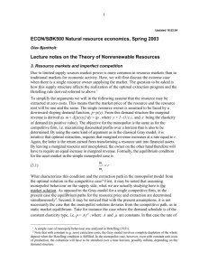 3. Resource markets and imperfect competition