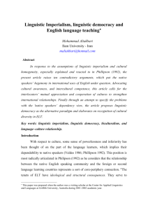 Linguistic Imperialism, linguistic democracy and English language