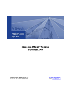 St. Richard`s Mission and Ministry Narrative 2009