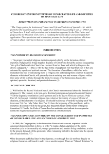 DIRECTIVES ON FORMATION IN RELIGIOUS INSTITUTES (1990)