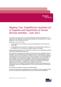j Mapping Tool: DisabilityCare Australia List of Supports and