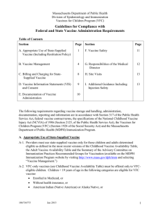 Guidelines for Compliance with Vaccine