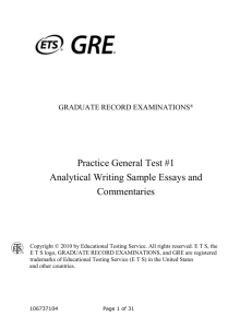 Revised GRE Practice Test 1 Sample Essays and