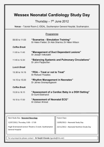 Wessex Neonatal Cardiology Study Day Thursday – 7th June 2012