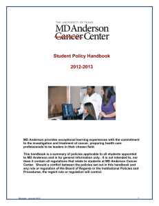 Policy Summaries - MD Anderson Cancer Center