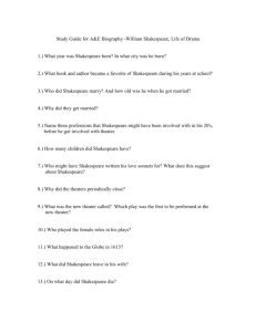 Study Guide for A&E Biography -William Shakespeare, Life of Drama