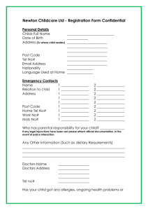 Newton Childcare Ltd - Registration Form Confidential