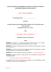 model Clinical Investigation Agreement