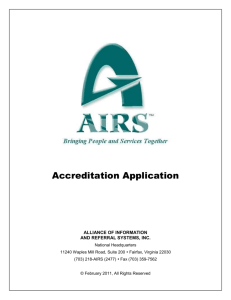 Accreditation Application - Alliance of Information and Referral