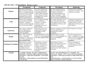 Writing Rubric: Summaries (for listening: lectures, news reports, etc