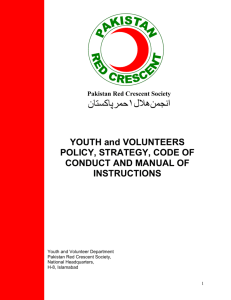 The PRCS Volunteer Policy - Pakistan Red Crescent Society