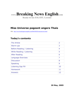 Miss Universe pageant angers Thais