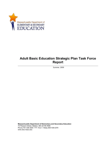 Adult Basic Education Strategic Plan Task Force Report Summer