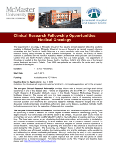 Fellowship Opportunities in the Department of Oncology, Faculty of