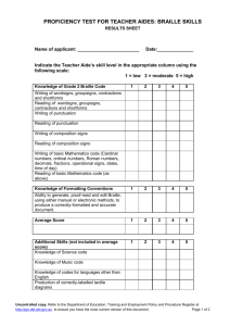 proficiency test for teacher aides: braille skills