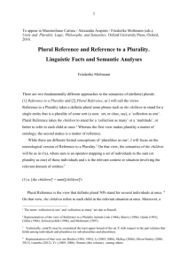 Plural Reference and Reference to a Plurality. Linguistic Facts and
