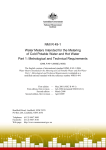 NMI R 49-1 Water Meters Intended for the Metering of Cold Potable