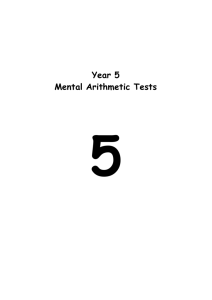 Year Five Mental Arithmetic Test 1