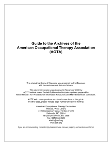 Guide to the Archives of the American Occupational Therapy