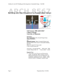 ARCH 8567 - Building and Site Integration in Sustainable Design