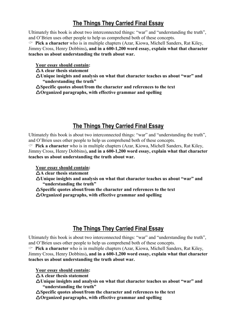 the things they carried analysis essay