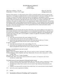 Advanced Course in Discourse Analysis