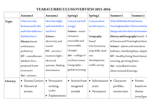 YEAR 4 CURRICULUM OVERVIEW 2015