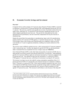 II: Economic Growth, Savings and Investment