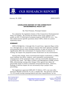 Legislative History of the Connecticut Environmental Policy Act