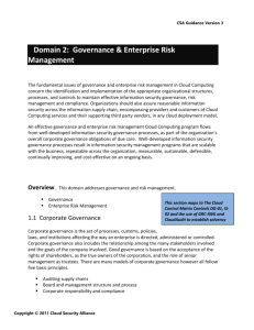 Governance and Enterprise Risk Management