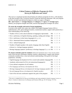 Critical Features of Effective Programs for ELLs